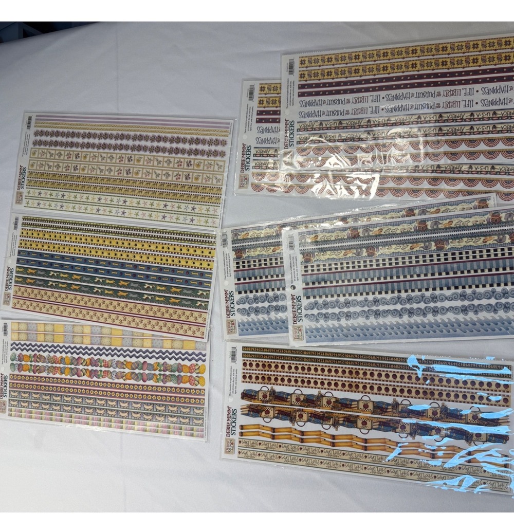 Debbie Mumm Border Stickers Lot 8 Sheets Americana School Baby Floral Scrapbook